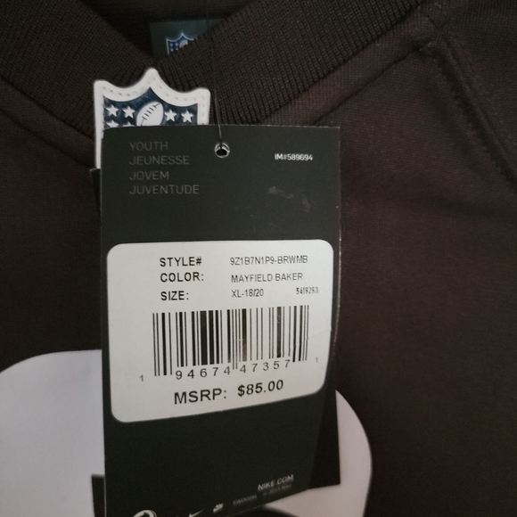 #6 Baker Mayfield Cleveland Browns Home Nike On-Field Jersey.Youth various sizes - Picture 2 of 11